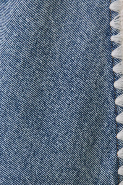 V Neck Stitch Detail Denim Romper