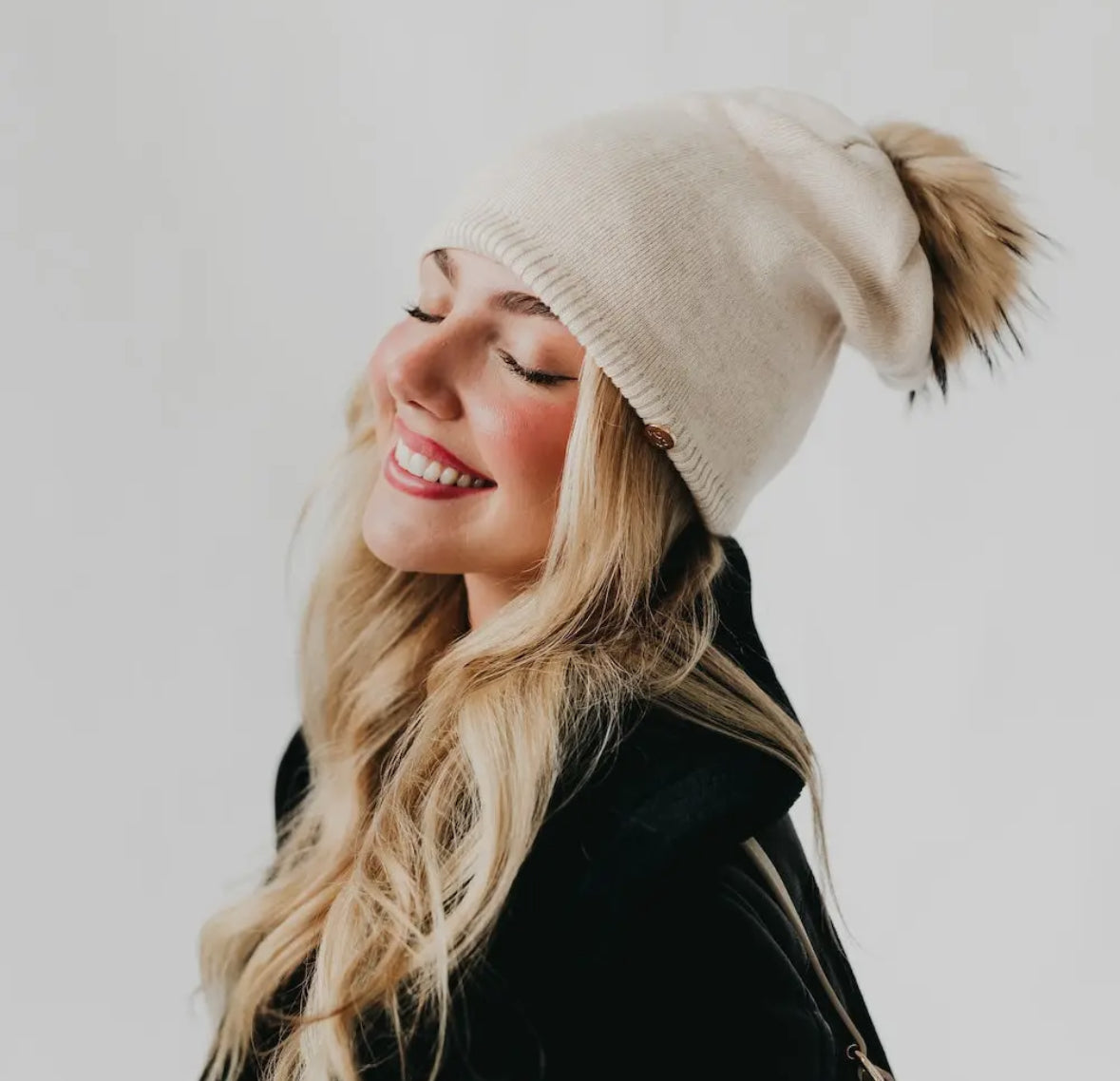Fine Knit Pom Beanie - FINAL SALE