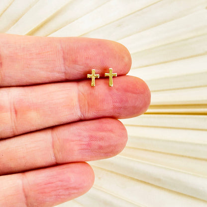 Mini Gold Cross Studs