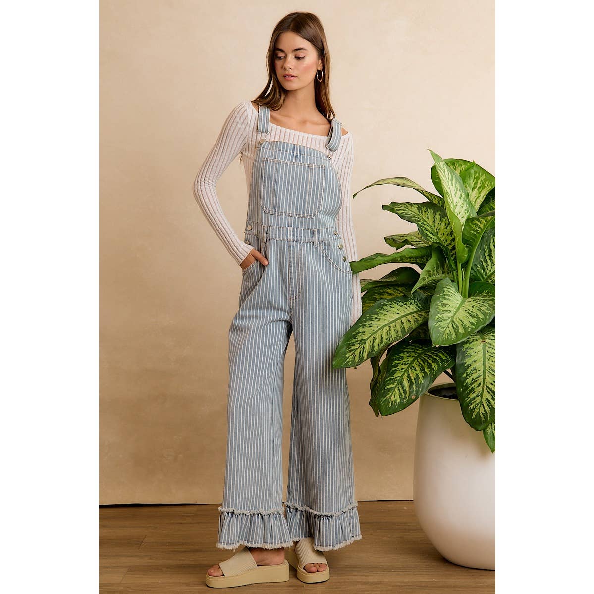 Make A Statement Ruffle Hem Overall