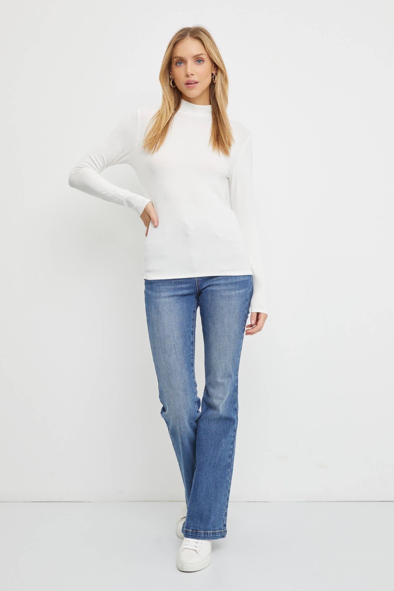 Turtle Neck Knit Top | Ivory