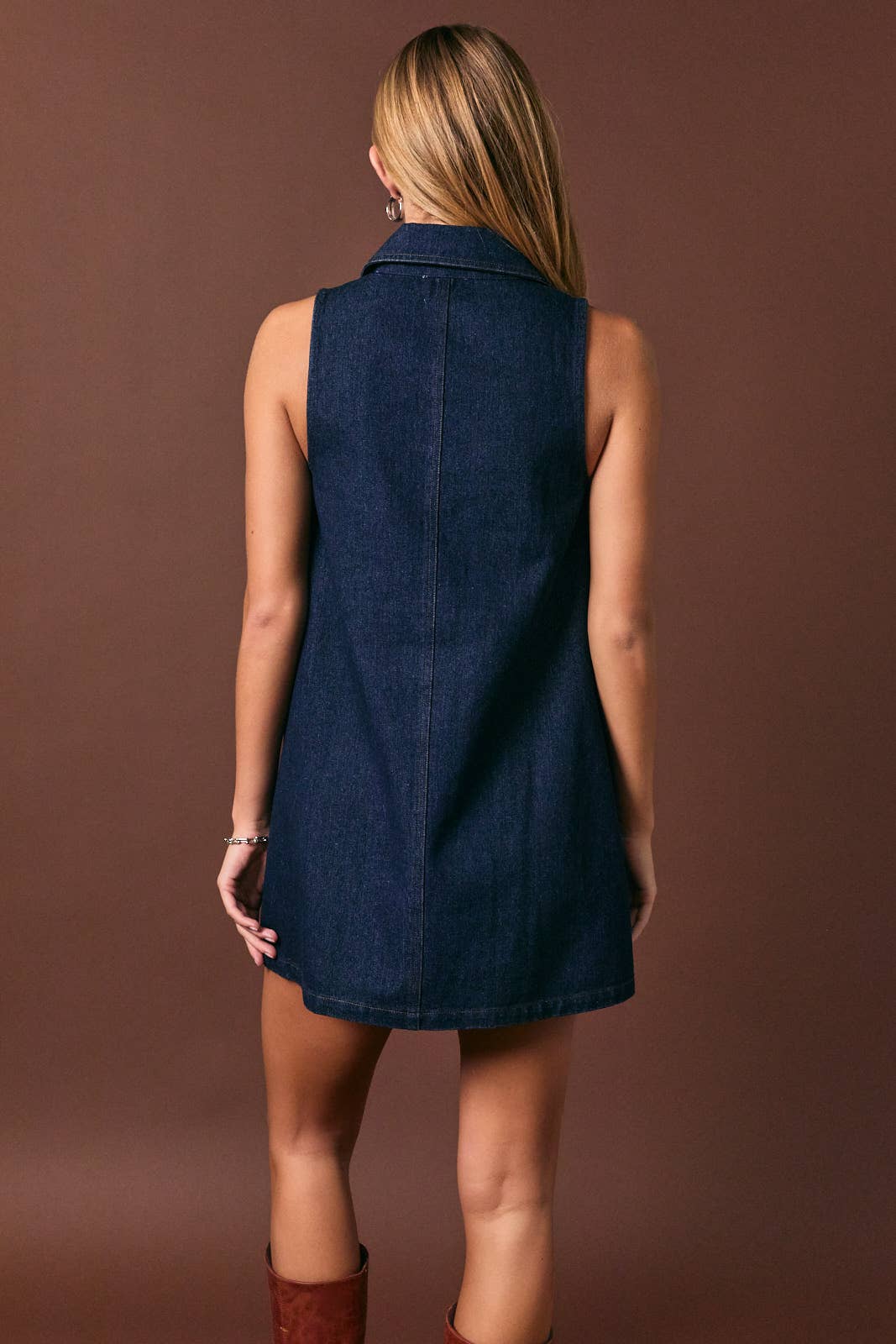 Collared Dark Denim Dress