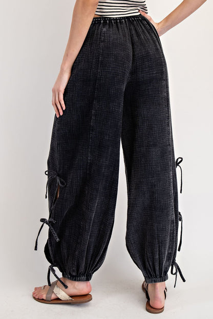 Mineral Wash Ribbon Tie Gauze Pants