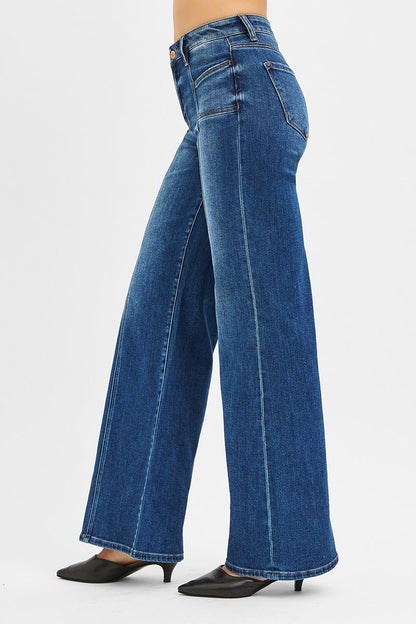 Maddie Mid Rise Wide Leg Denim
