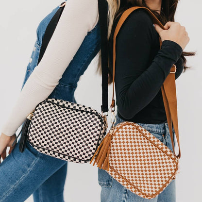 Willow Crossbody Bag: Black Checkered