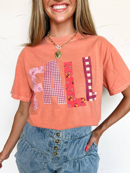 Fall Printed Patchwork Tee