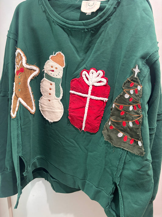 Christmas Icon Patch Oversized Sweatshirt