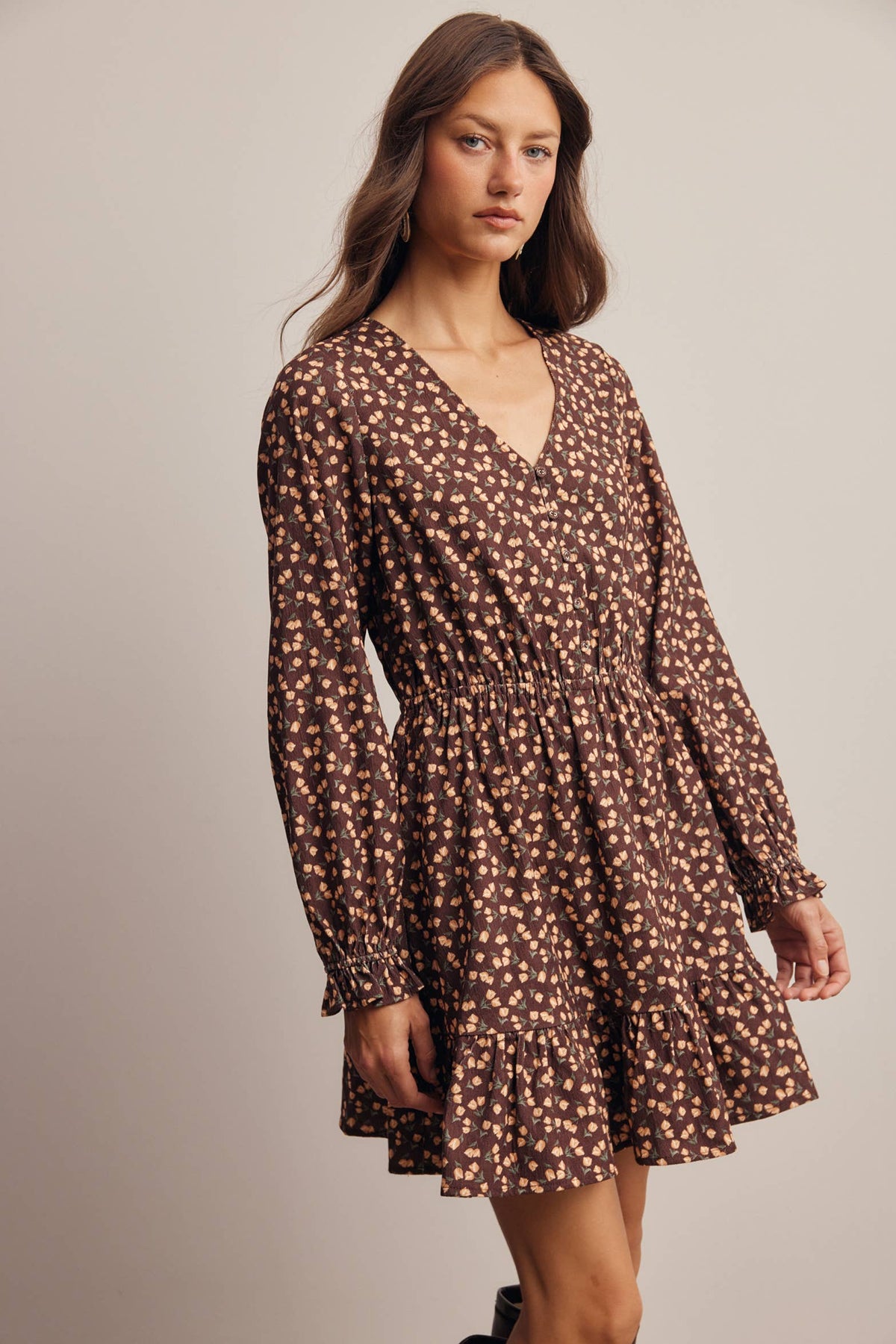 Floral Corduroy Mini Dress