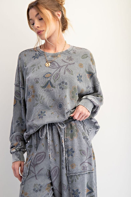 Floral Print Terry Top