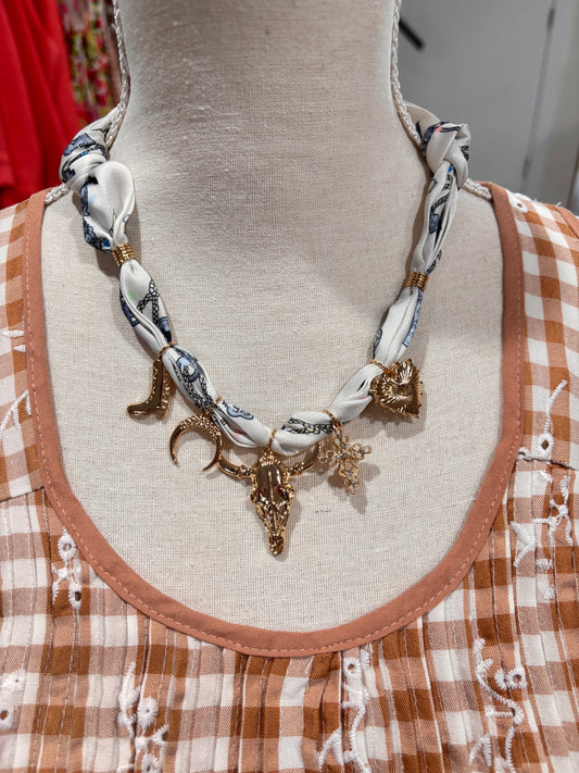 Western Icon Charm Scarf Necklace