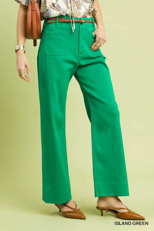 Statement Button Stretch Pants