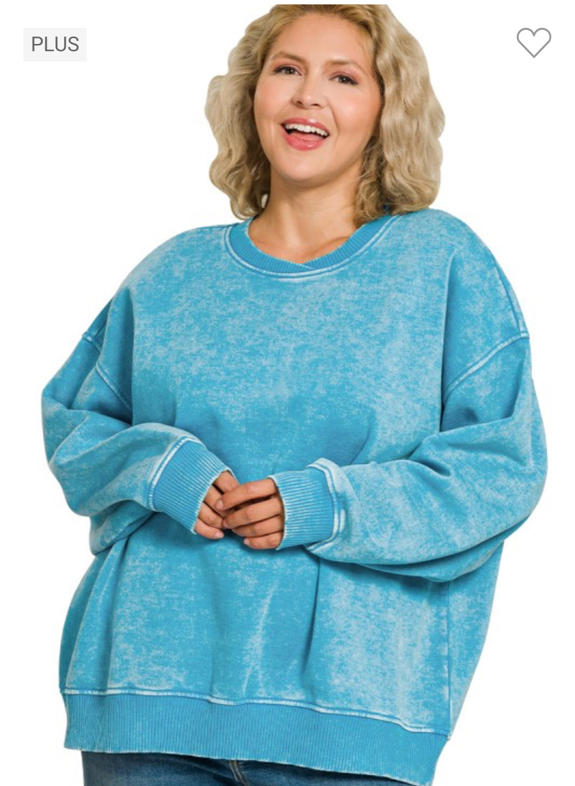 Keep It Cozy Acid Wash Pullover - Plus