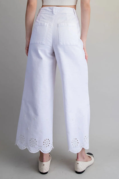 Soft Washed Eyelet Hem Pants