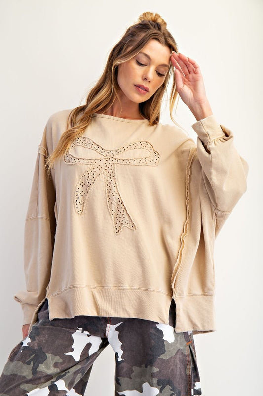 Lace Bow Patch Sweatshirt