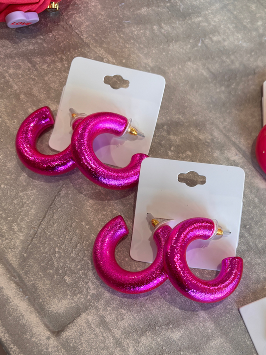 Fuchsia Shimmer Chunky Hoops