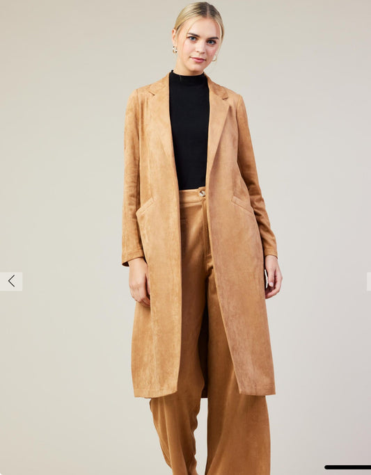 Faux Suede Duster