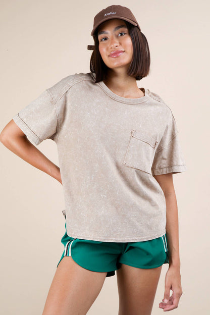 Mineral Washed Knit Pocket Tee