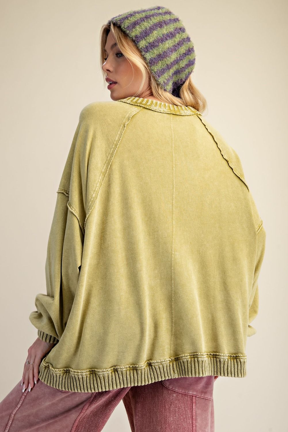 Matcha Washed Knit Sweater