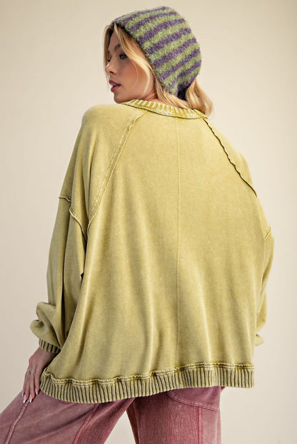 Matcha Washed Knit Sweater