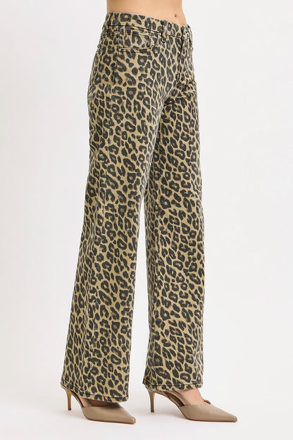 Leopard Wide Leg Denim