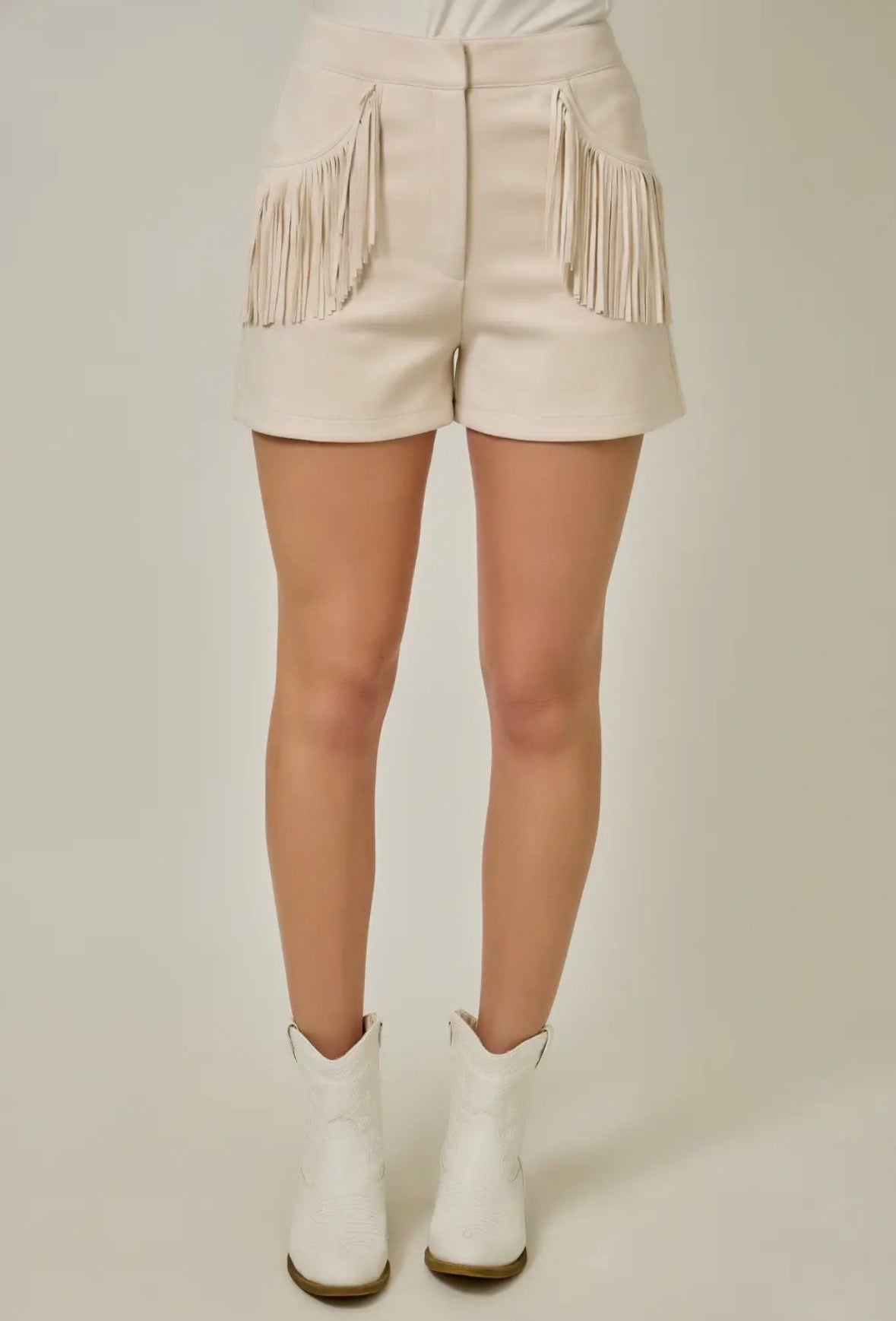 Faux Suede Fringe Shorts