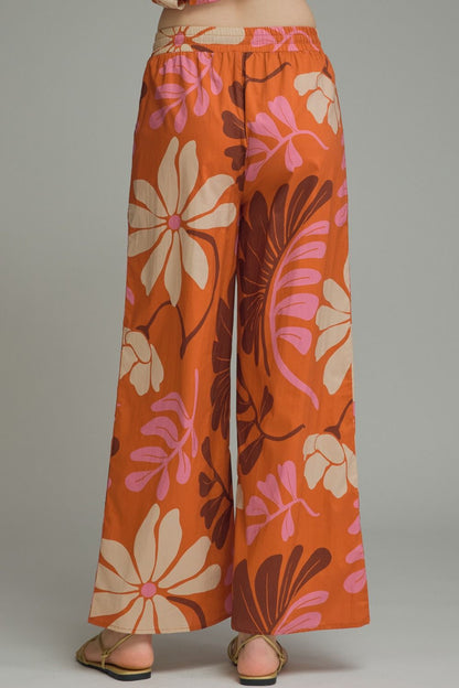 Floral Print Wide Leg Pants