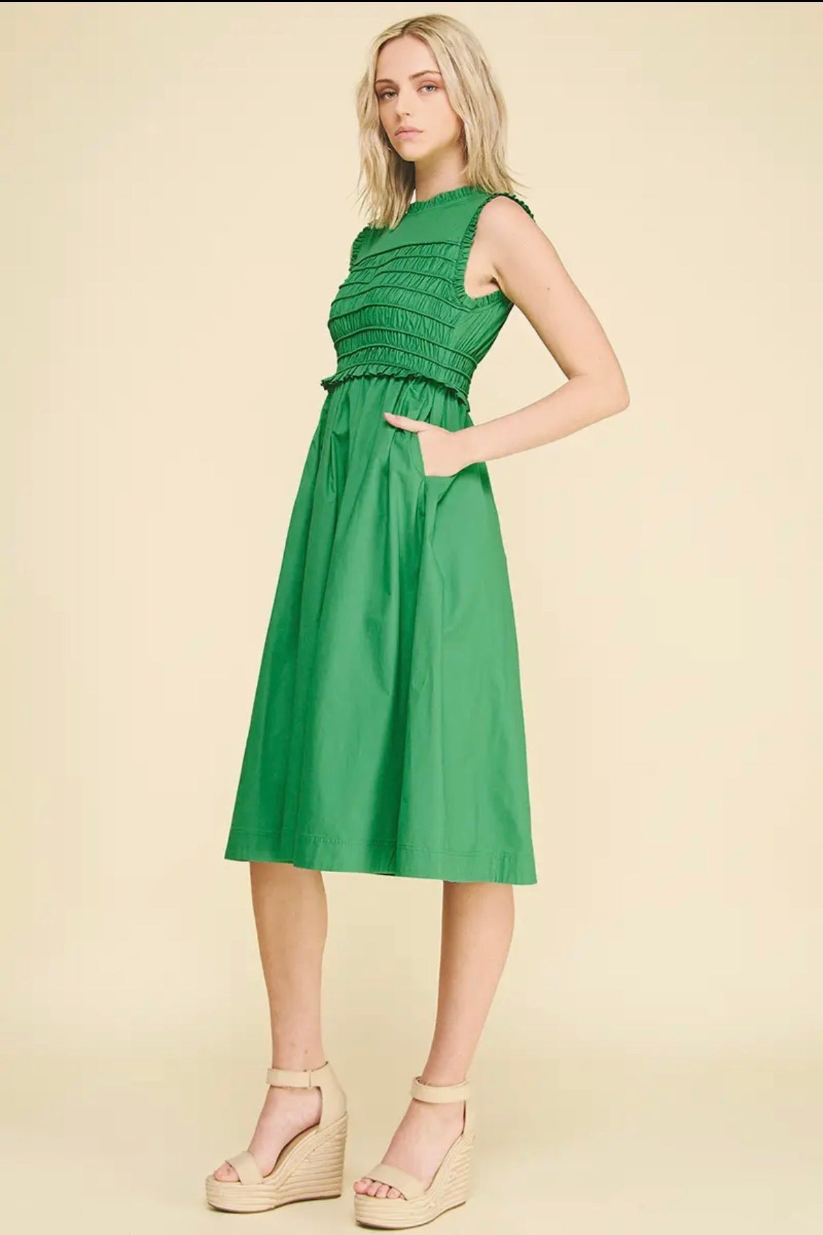 Smocked Kelly Green Midi