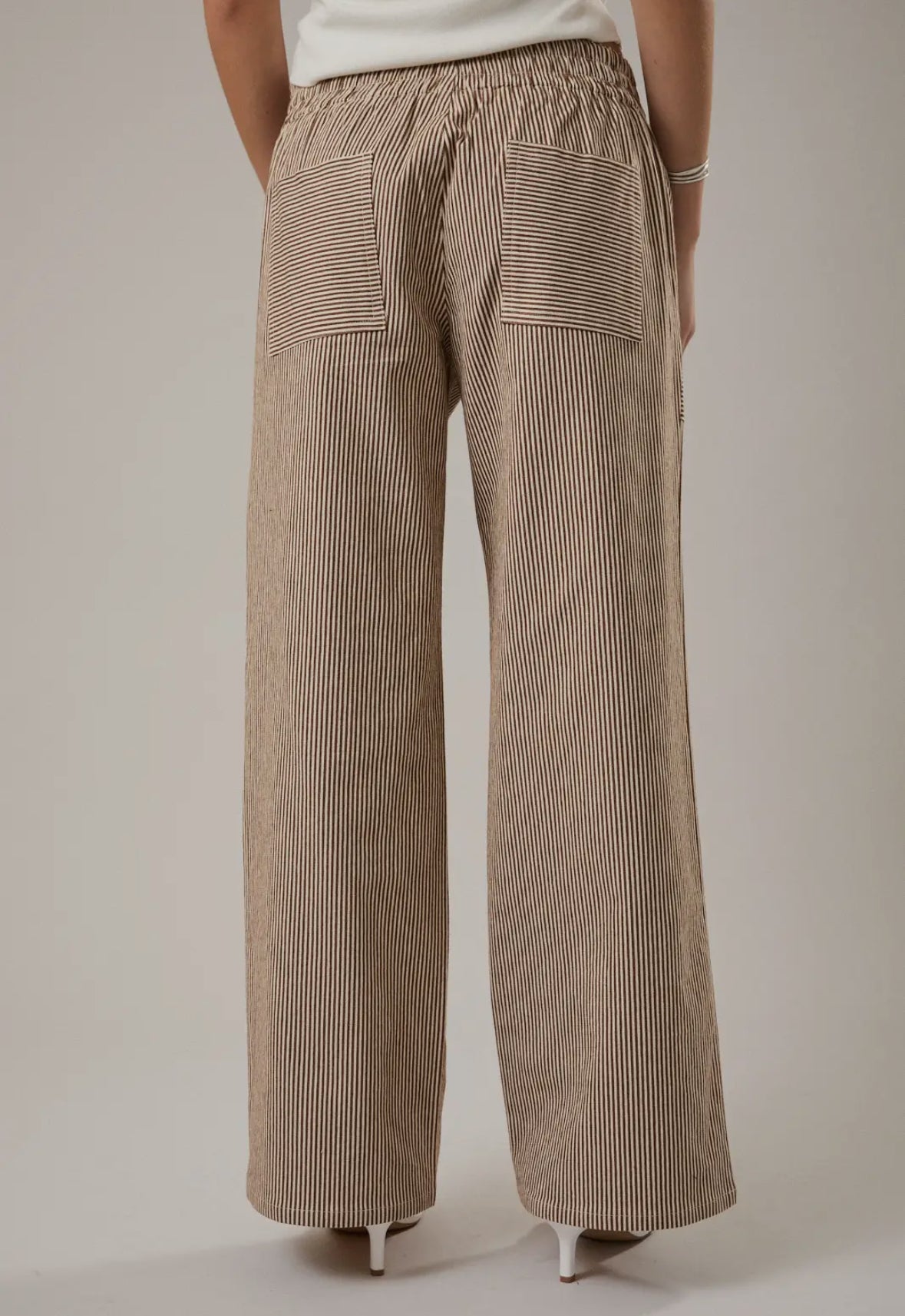 Striped Elastic Waist Pants