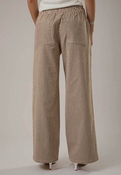 Striped Elastic Waist Pants
