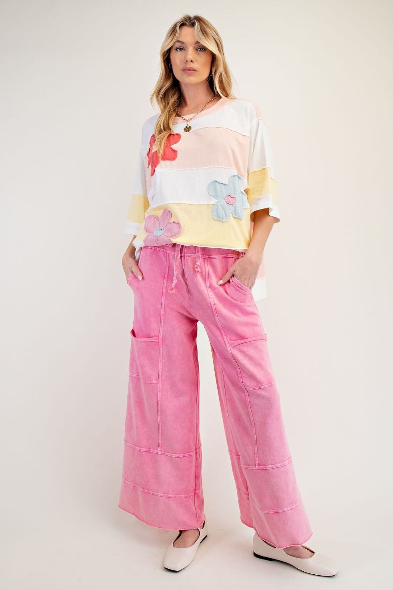 Mineral Wash Comfy Pants - Pink