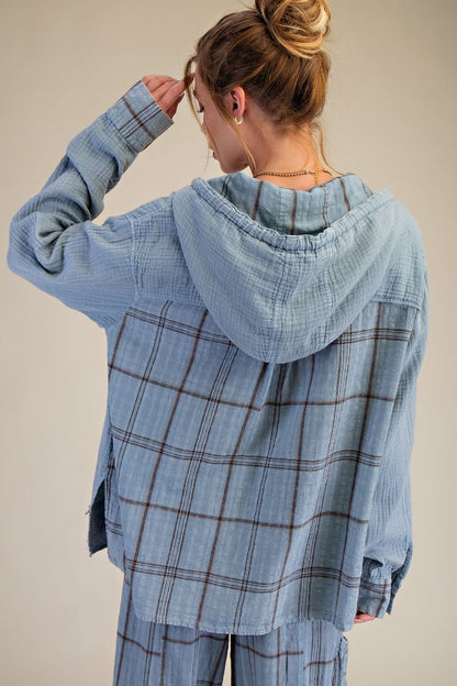 Boho Plaid Gauze Hoodie