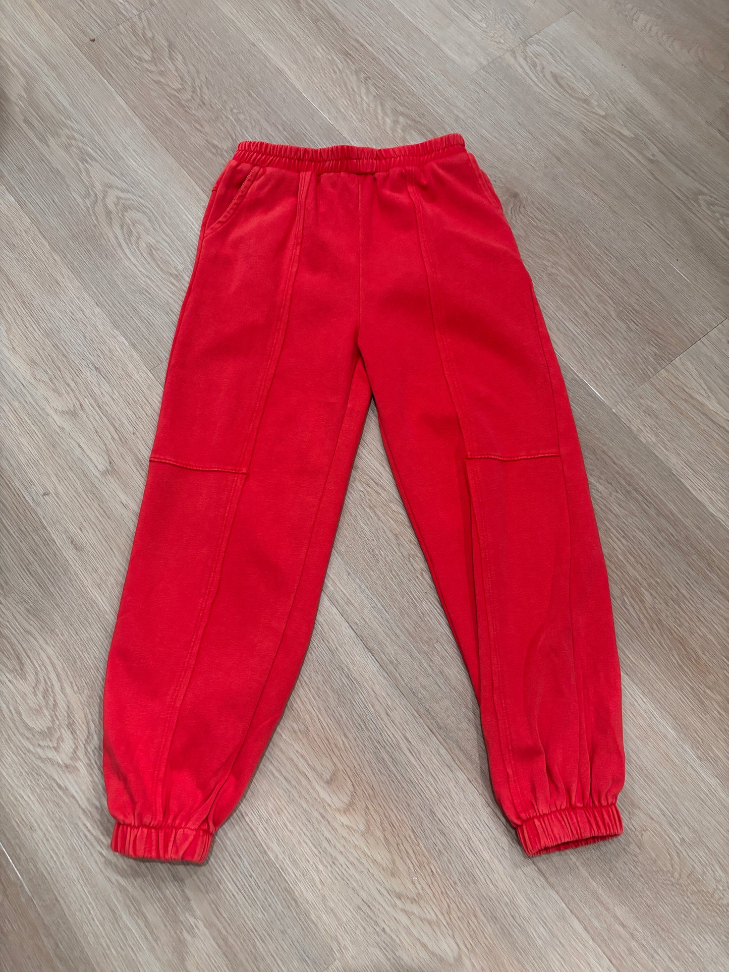 Girls Mineral Wash Red Joggers