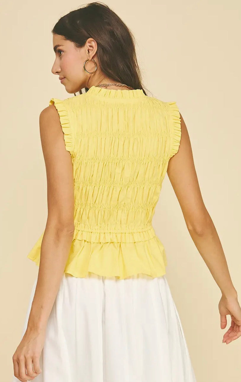 So Summer Tie Detailed Smocked Top