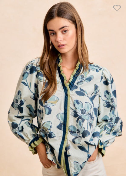 Floral Whimsy Ruffle Blouse