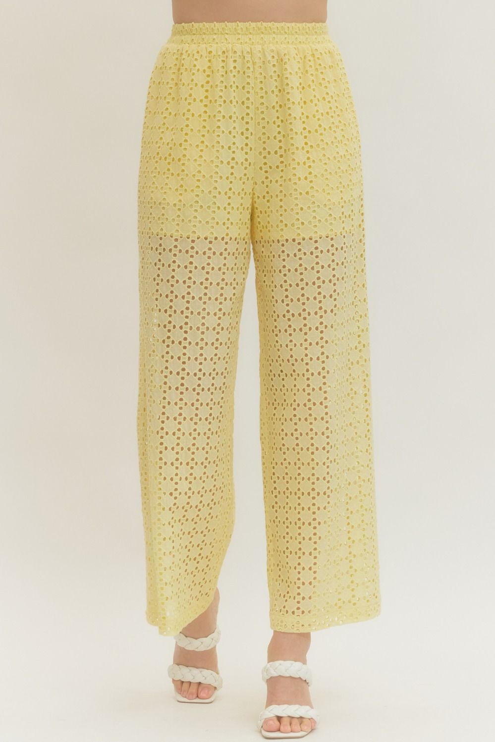 Lemon Eyelet Pants