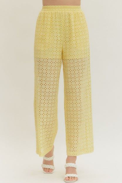 Lemon Eyelet Pants