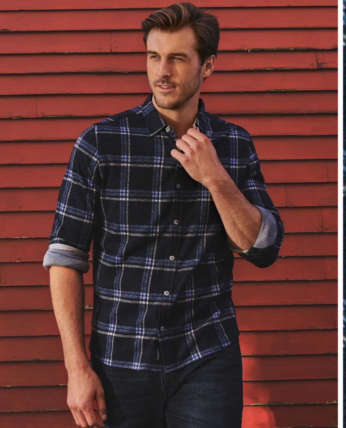 Navy Hero Knit Flannel Shirt