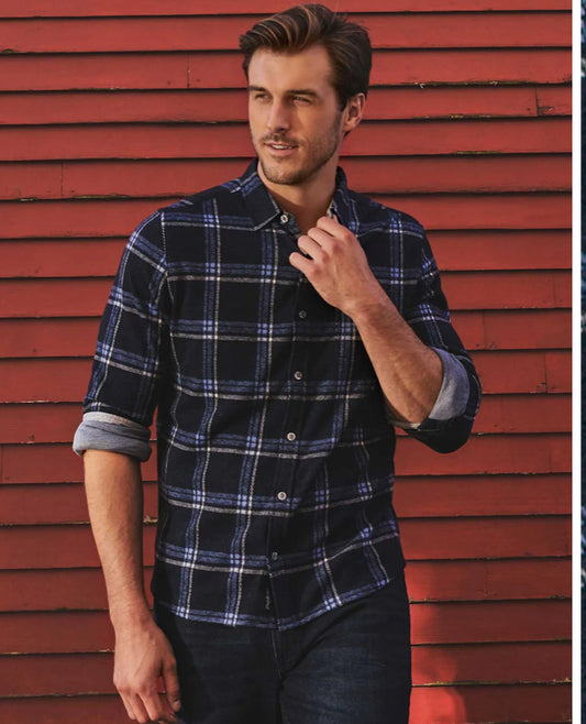 Navy Hero Knit Flannel Shirt