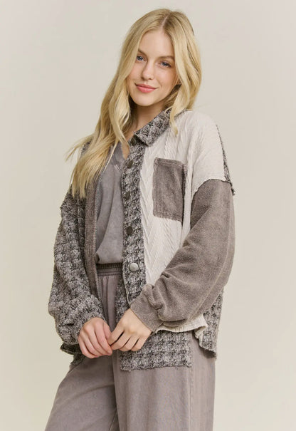 Tweed Sweater Detail Jacket