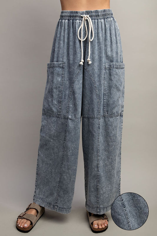 Pinstripe Washed Pants - Plus