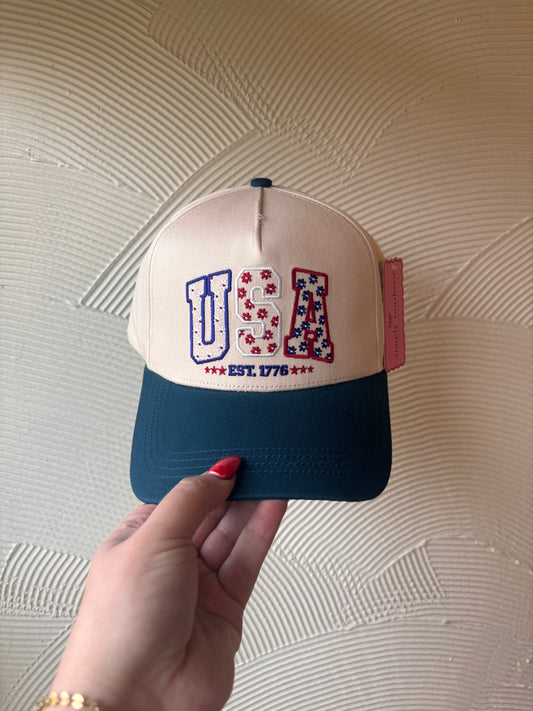 USA Floral Hat