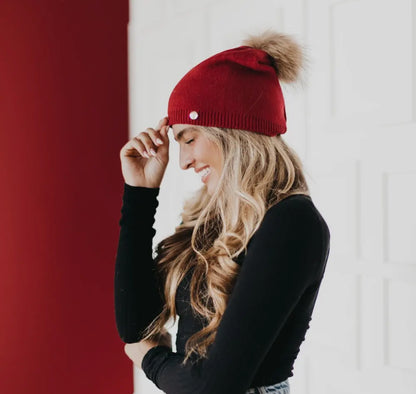 Fine Knit Pom Beanie - FINAL SALE