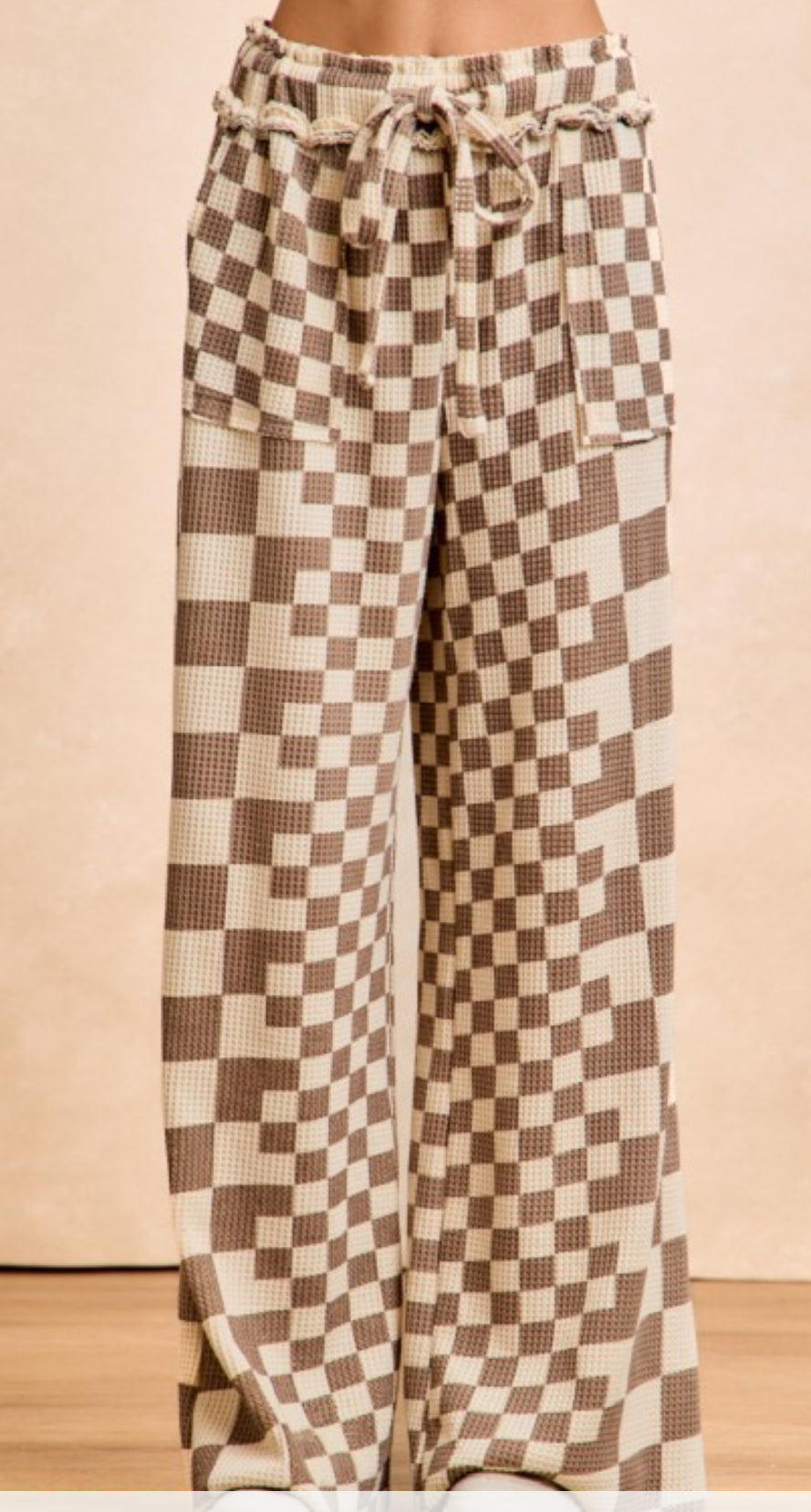 Checkered Waffle Knit Pants
