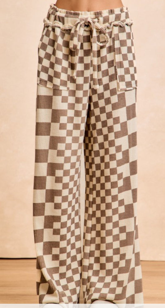 Checkered Waffle Knit Pants