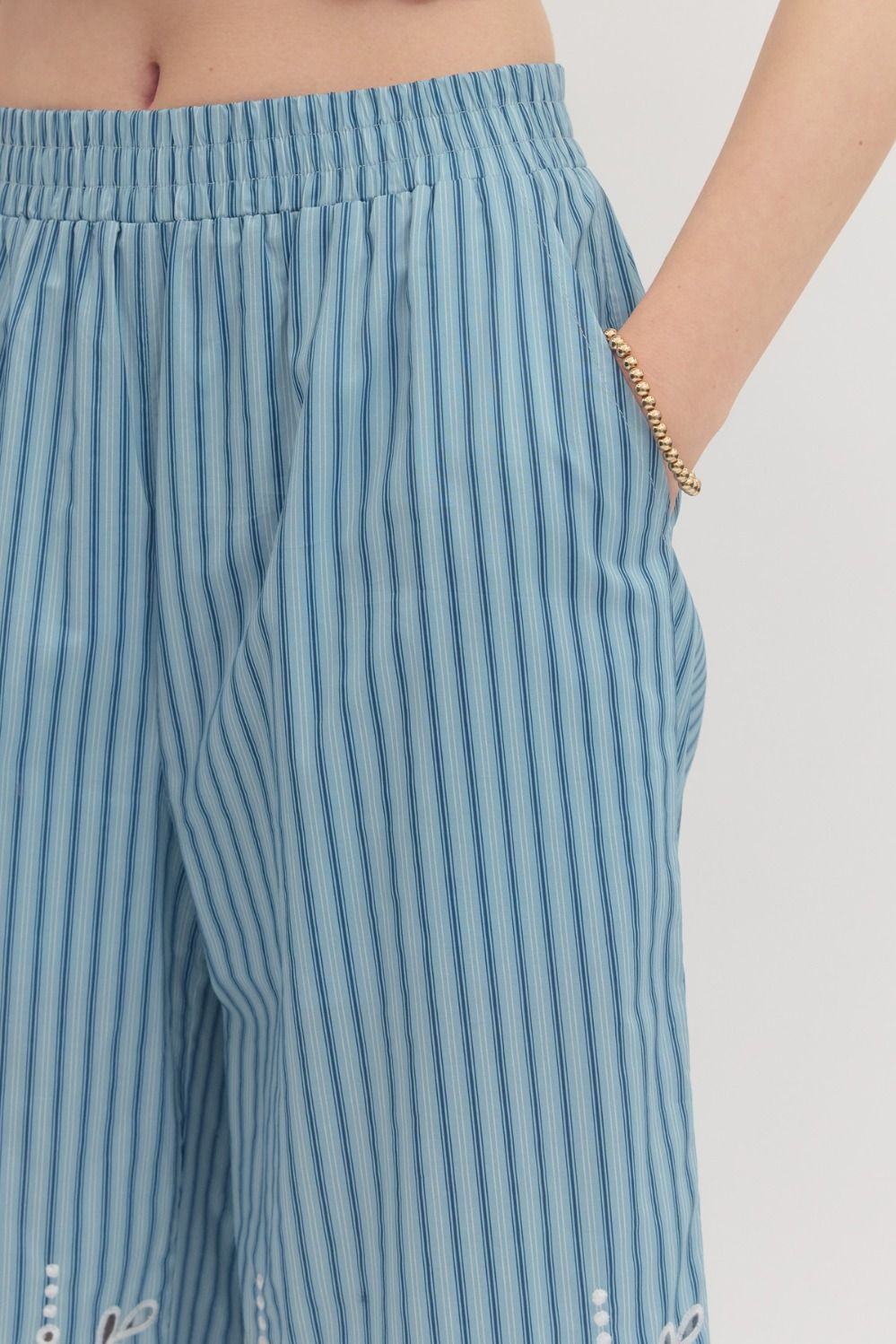 Summer Striped Eyelet Pants