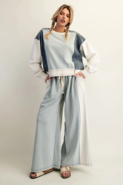 Frayed Color Block Pullover