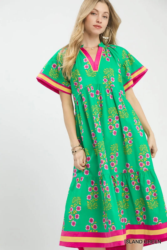 Floral Tiered Midi Dress