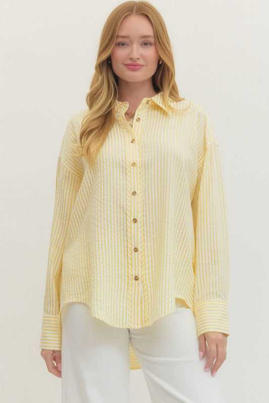 Yellow Striped Detailed Top