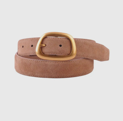 Suede Belt with Organic Buckle