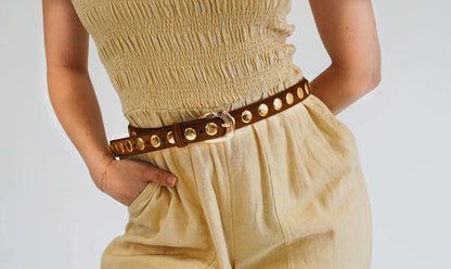 Suede Belt with Wide Studs